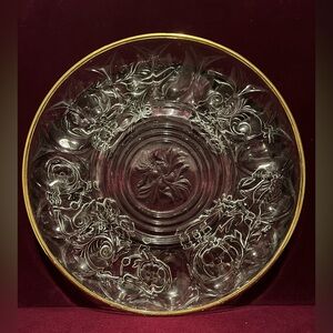 Vintage Gold Edge Cut Glass Egg Tray